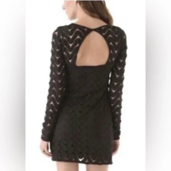 Free People Black Lace Crochet Wild Thing Mini Dress - Picture 2 of 8
